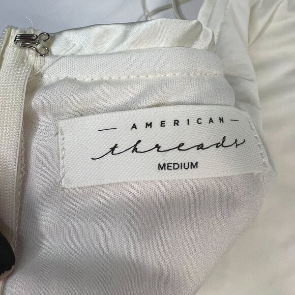 American Threads Sequin Slip Dress Iridescent White Flower Sequin Medium - Picture 3 of 12